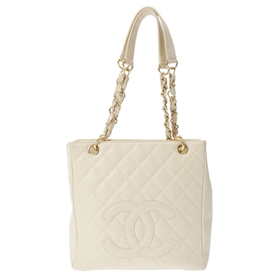 Pre-owned Chanel Shopping White Leather Shoulder Bag ()