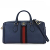 GUCCI GUCCI OPHIDIA BLUE LEATHER TRAVEL BAG (PRE-OWNED)