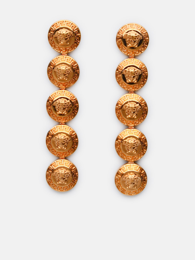 VERSACE 'TRIBUTE MEDUSA' GOLD METAL PENDANT EARRINGS