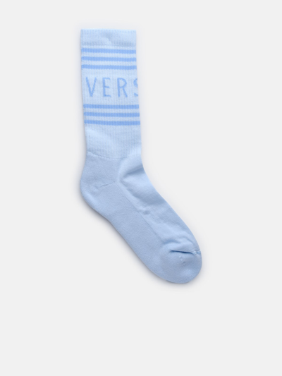 Versace Light Blue Organic Cotton Socks