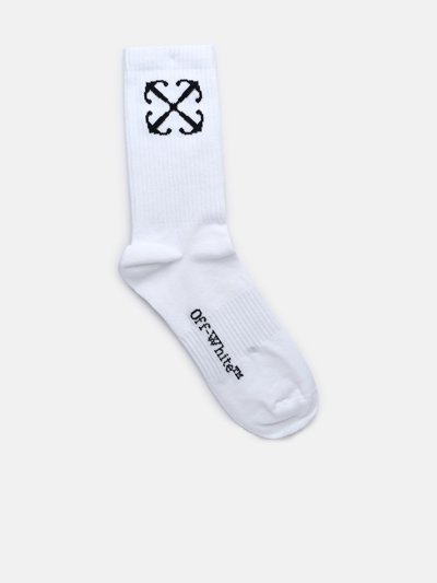 Off-white Kids' 'arrow Mid' White Cotton Blend Socks