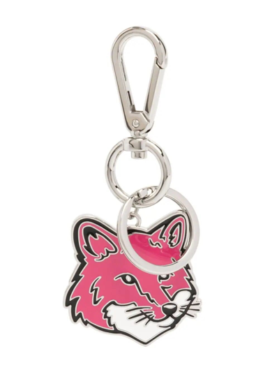 Maison Kitsuné Fox-charm Carabiner Keyring In Pink