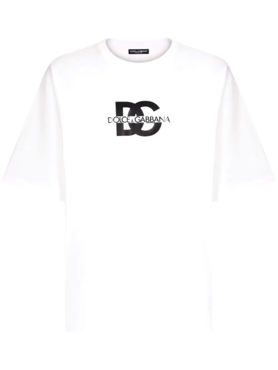 Dolce & Gabbana T-shirt With Dg Logo Print In White