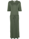 Lemaire Long T-shirt Dress With Belt In Green
