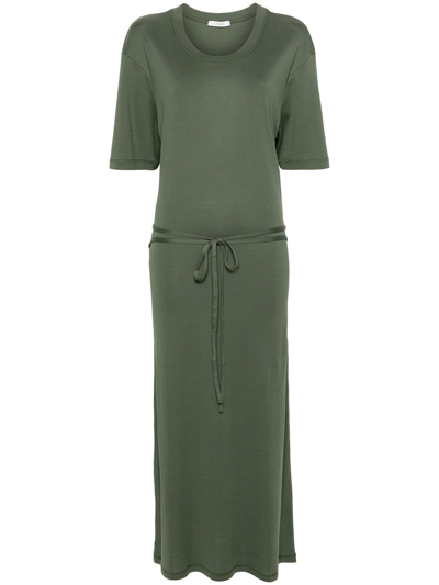 Lemaire Green Belted Midi Dress In Smoky Green