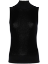Lemaire Ribbed Polo Neck Tank Top In Black