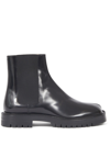 Maison Margiela Man Black Leather Tabi County Chelsea Ankle Boots In Brown
