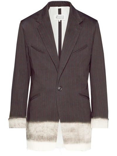 Maison Margiela Pendleton Pinstripe Blazer In Grey