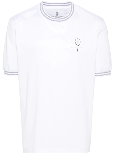 Brunello Cucinelli Cotton T-shirt With Logo Embroidery In White