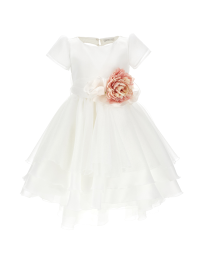 Monnalisa Kids'   Lavinia Satin Dress In Cream