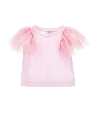 Monnalisa Babies'   T-shirt With Rhinestone Butterfly In Rosa Fairy Tale