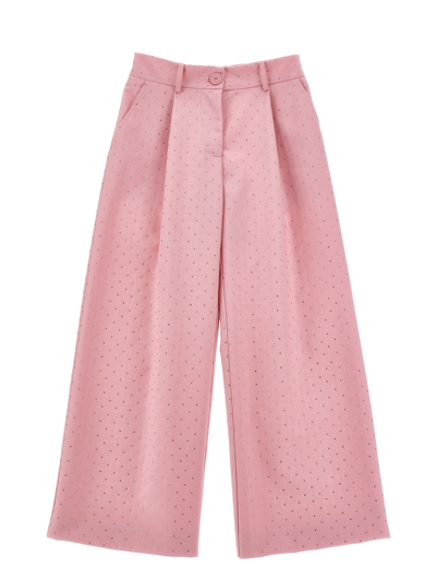Monnalisa Viscose Trousers With Rhinestones In Rosa Fairy Tale