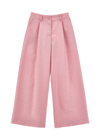 Monnalisa Kids'   Viscose Trousers With Rhinestones In Rosa Fairy Tale
