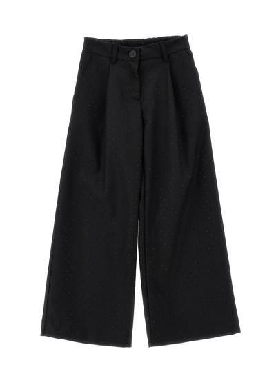 Monnalisa Kids'   Viscose Trousers With Rhinestones In Black