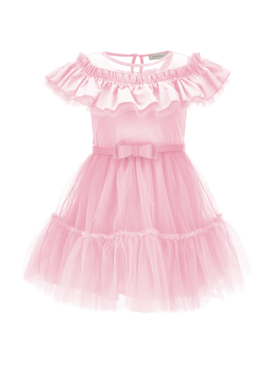 Monnalisa Kids'   Tulle Dress With Flounce In Rosa Fairy Tale
