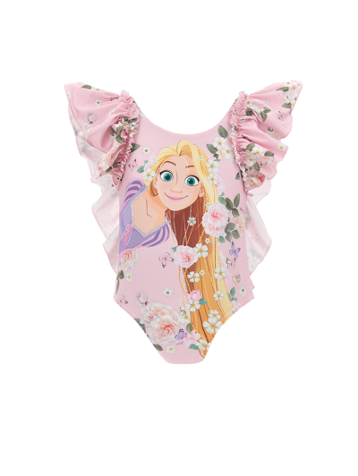 Monnalisa Rapunzel One-piece Swimsuit In Rosa Fairy Tale