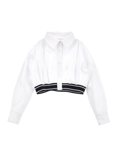 Monnalisa Bomber Jacket-effect Cotton Shirt In White