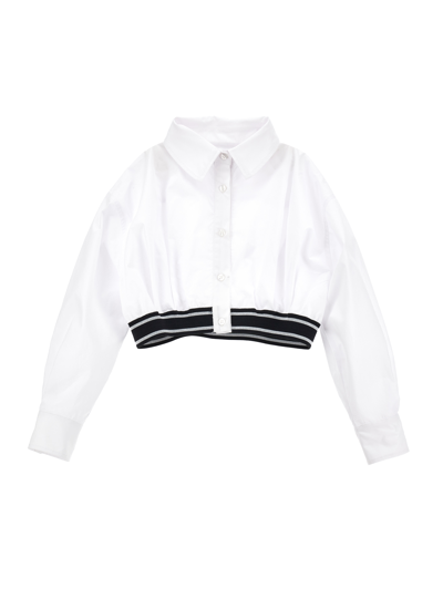 Monnalisa Kids'   Bomber Jacket-effect Cotton Shirt In White