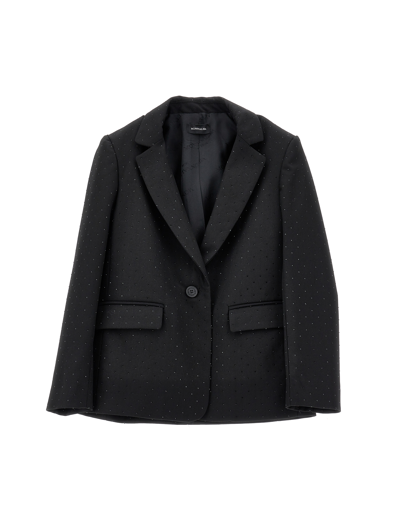 Monnalisa Kids'   Viscose Blazer With Rhinestones In Black