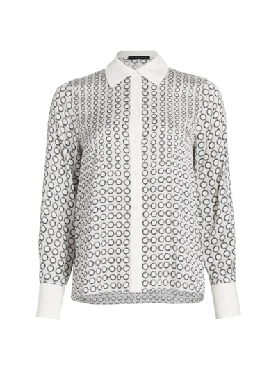 Elie Tahari The Haven Printed Button-down Shirt In Link Print White