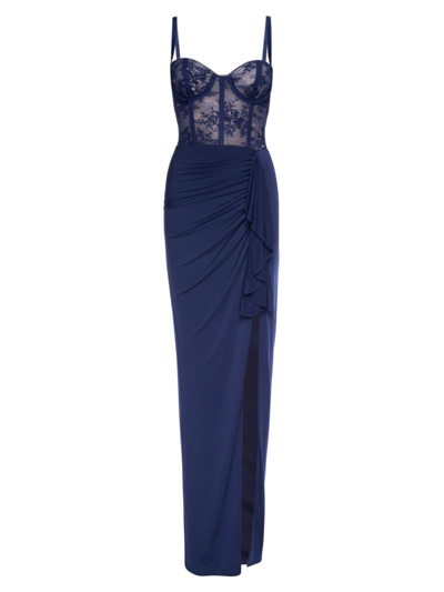 Katie May Women's Willow Bustier Draped Gown In Deep Sea