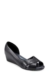 Easy Spirit Bernie Womens Leather Crisscross Straps Wedge Heels In Black