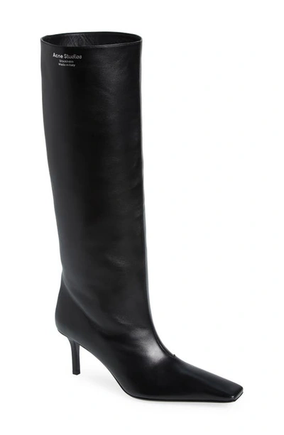 Acne Studios Leather Heel Boots In Black