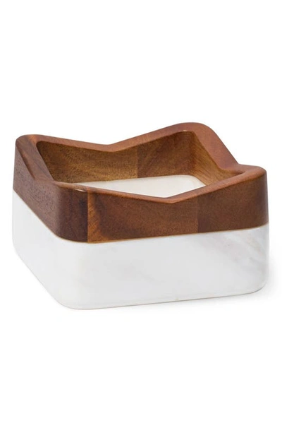 Nambe Chevron Wine Coaster In Acacia Wood And Marble In Brown