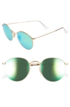 Ray Ban 53mm Polarized Round Retro Sunglasses In Green/ Mirror