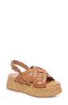 Dolce Vita Women's Winder Crossover Strap Espadrille Platform Sandals In Tan Leather