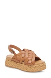 Dolce Vita Winder Basketweave Slingback Platform Sandal In Tan Leather
