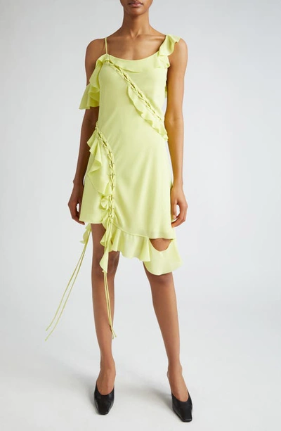 ACNE STUDIOS DAKY ASYMMETRIC RUFFLE LACE-UP DETAIL DRESS