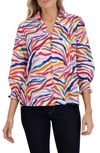 FOXCROFT FOXCROFT ALEXIS ZEBRA STRIPE SHIRT