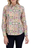 FOXCROFT FOXCROFT ZOEY WATERCOLOR COTTON BUTTON-UP SHIRT