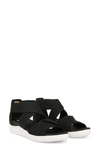 Dr. Scholl's Women's Time Off Fun Ankle Strap Wedge Sandals In Black Faux Leather