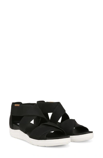 Dr. Scholl's Women's Time Off Fun Ankle Strap Wedge Sandals In Black Faux Leather