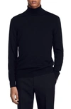 Sandro Mens Bleus Turtleneck Fine-knit Wool Jumper S In Black