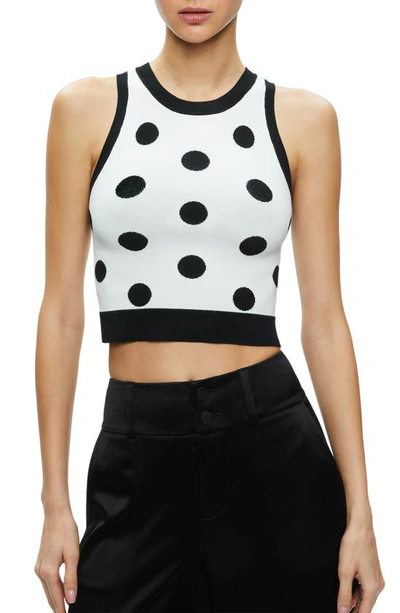 Alice And Olivia Women's Rydel Polka-dot Cropped Tank In Black Soft White