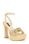 Nine West Irna Ankle Strap Platform Sandal In Beige/ Bronze Multi