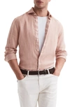 Reiss Ruban Linen Button-up Shirt In Dusty Pink