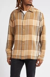 TOPMAN RELAXED FIT PLAID STRETCH COTTON BUTTON-UP SHIRT