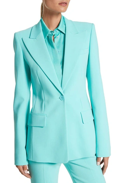 Michael Kors Georgina One-button Wool Blazer In Seafoam