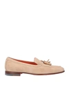 Santoni Man Loafers Beige Size 11.5 Leather In Beige