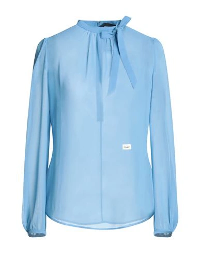 Dsquared2 Woman Top Pastel Blue Size 2 Polyester