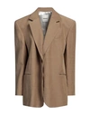 SANDRO SANDRO WOMAN BLAZER KHAKI SIZE 10 VISCOSE, LINEN