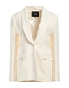 MAJE MAJE WOMAN BLAZER IVORY SIZE 10 POLYESTER, VISCOSE, ELASTANE