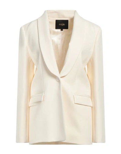 Maje Woman Blazer Ivory Size 10 Polyester, Viscose, Elastane In White