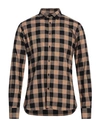 Aglini Man Shirt Beige Size 15 Cotton In Beige