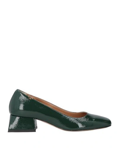 Tory Burch Woman Pumps Dark Green Size 9 Leather