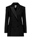 SANDRO SANDRO WOMAN BLAZER BLACK SIZE 8 VISCOSE, VIRGIN WOOL, SILK, POLYESTER